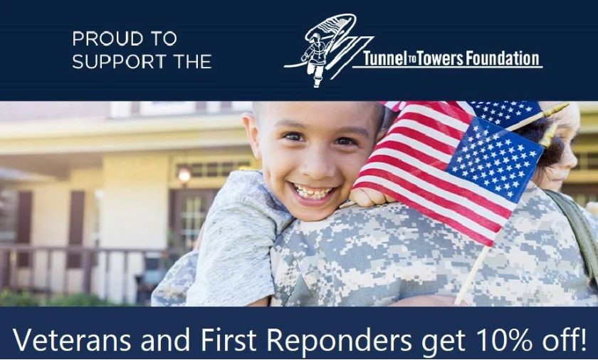 proud to support tunnels to towers and offer veterans 10% discount