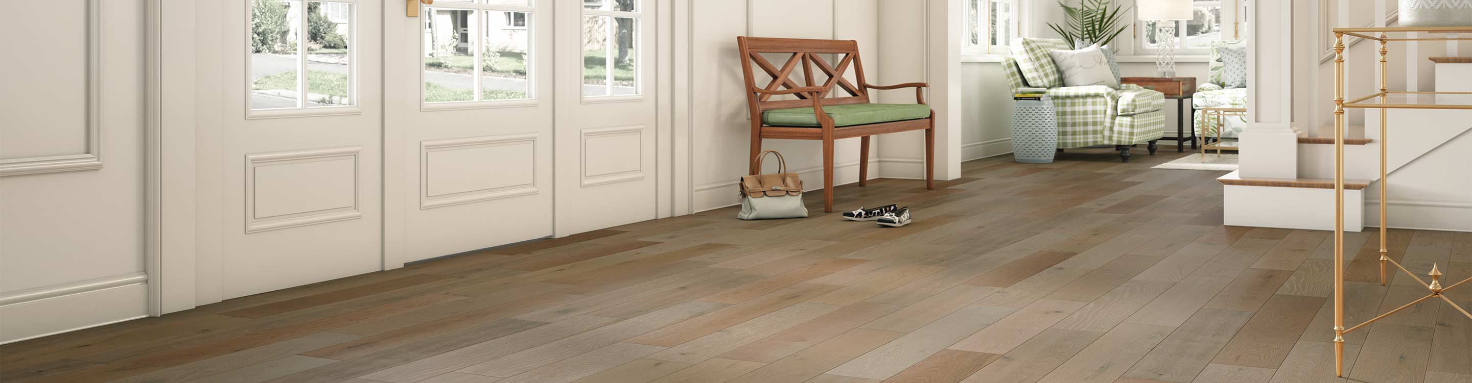 light hardwood flooring in bathroom