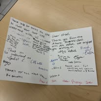 Thank you note from local school kids to Wall to Wall Carpet One